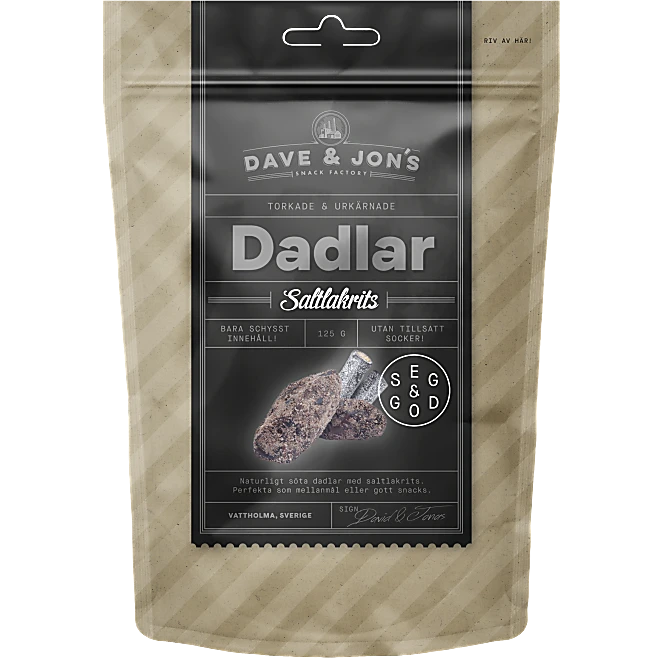 Dadlar Saltlakrits Dave & Jons  125g