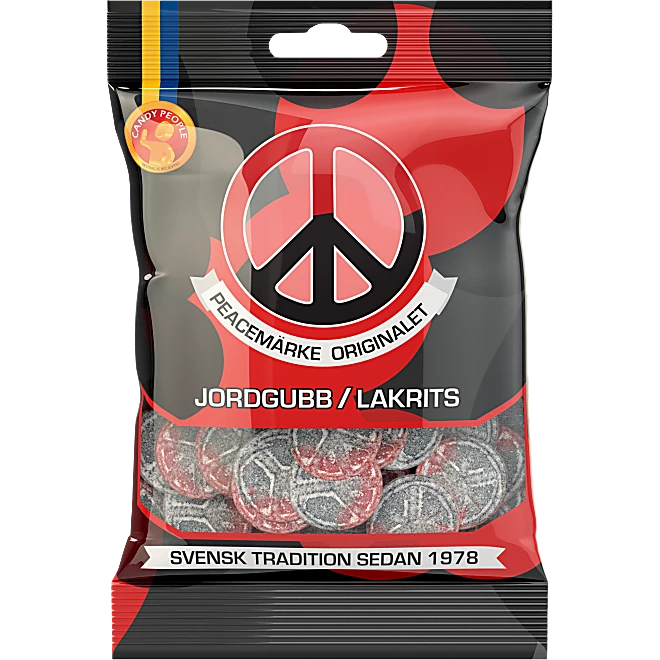 Peacemärke Jordgubb &amp; Lakrits Candypeople 80g